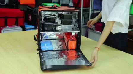 Camadas duplas para motocicleta 500d PVC à prova d'água com refrigerador de gelo isolado em folha de alumínio para entrega de alimentos Bolsa para entrega de alimentos Mochila Sacos térmicos reutilizáveis ​​para almoço