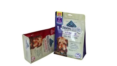 Alimentos para cães e gatos flexíveis de fundo plano/saco de embalagem com zíper para alimentos para animais de estimação/saco de reforço lateral para embalagens de alimentos para animais de estimação