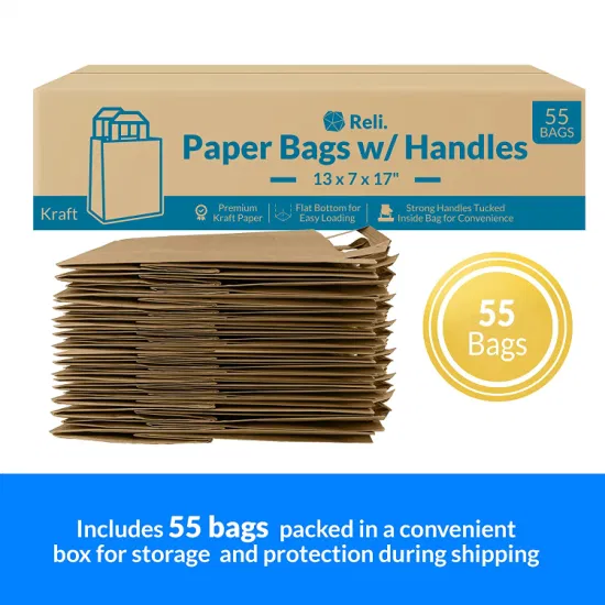 Saco de compras de papel biodegradável inferior quadrado para presente Saco de papel Kraft de Brown