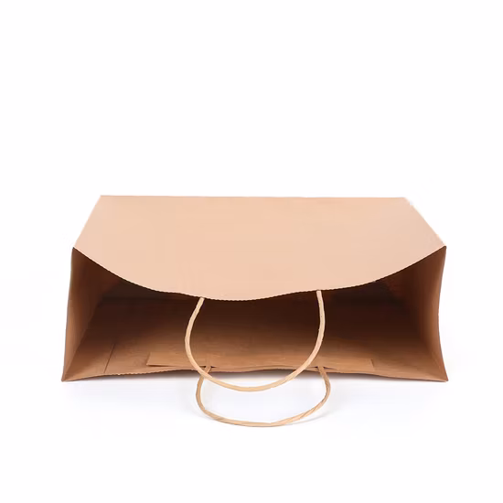 Saco de compras de papel biodegradável inferior quadrado para presente Saco de papel Kraft de Brown